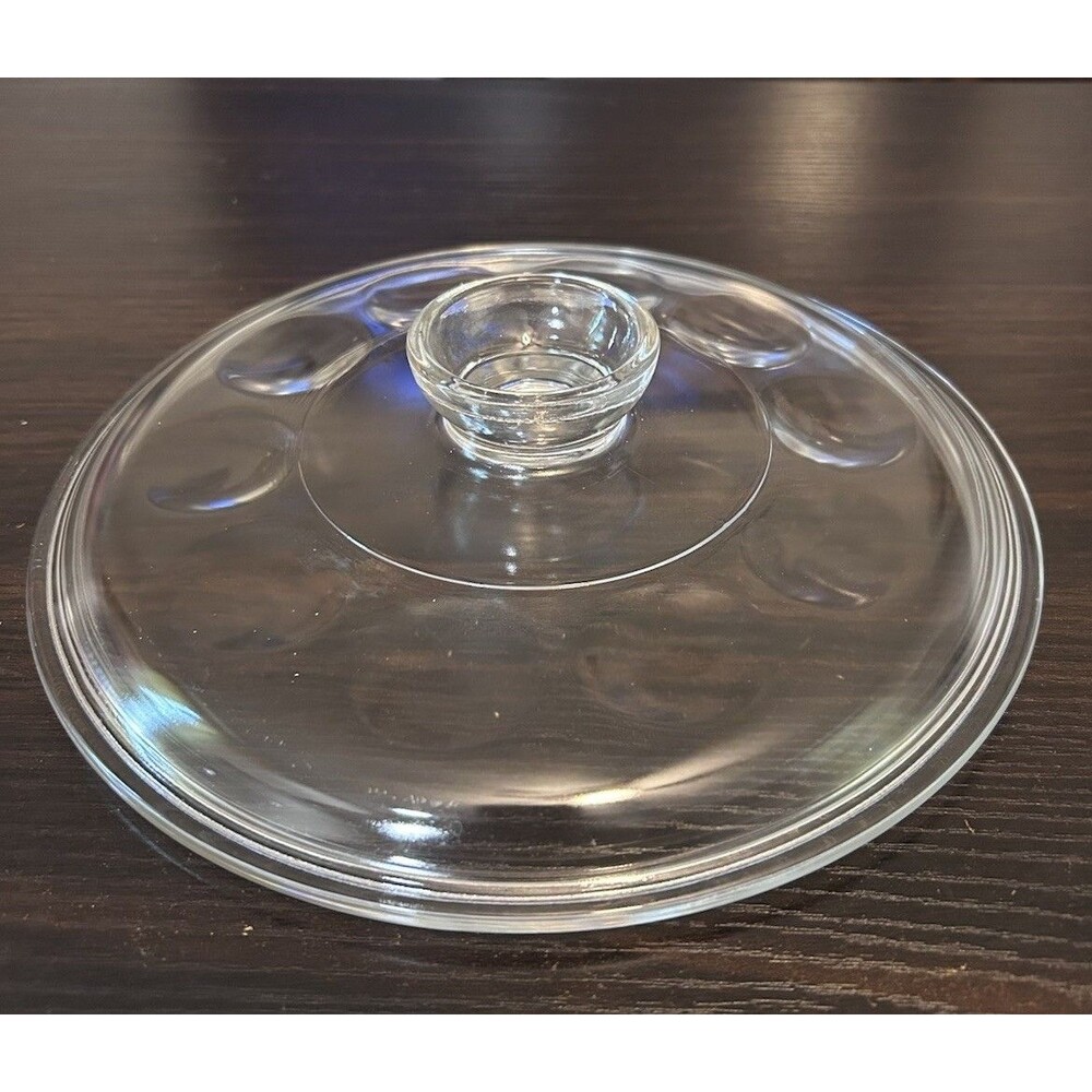 Vtg Clear Corning Ware Merry Mushroom 8.5” Dimpled Pyrex Glass Replacement Lid